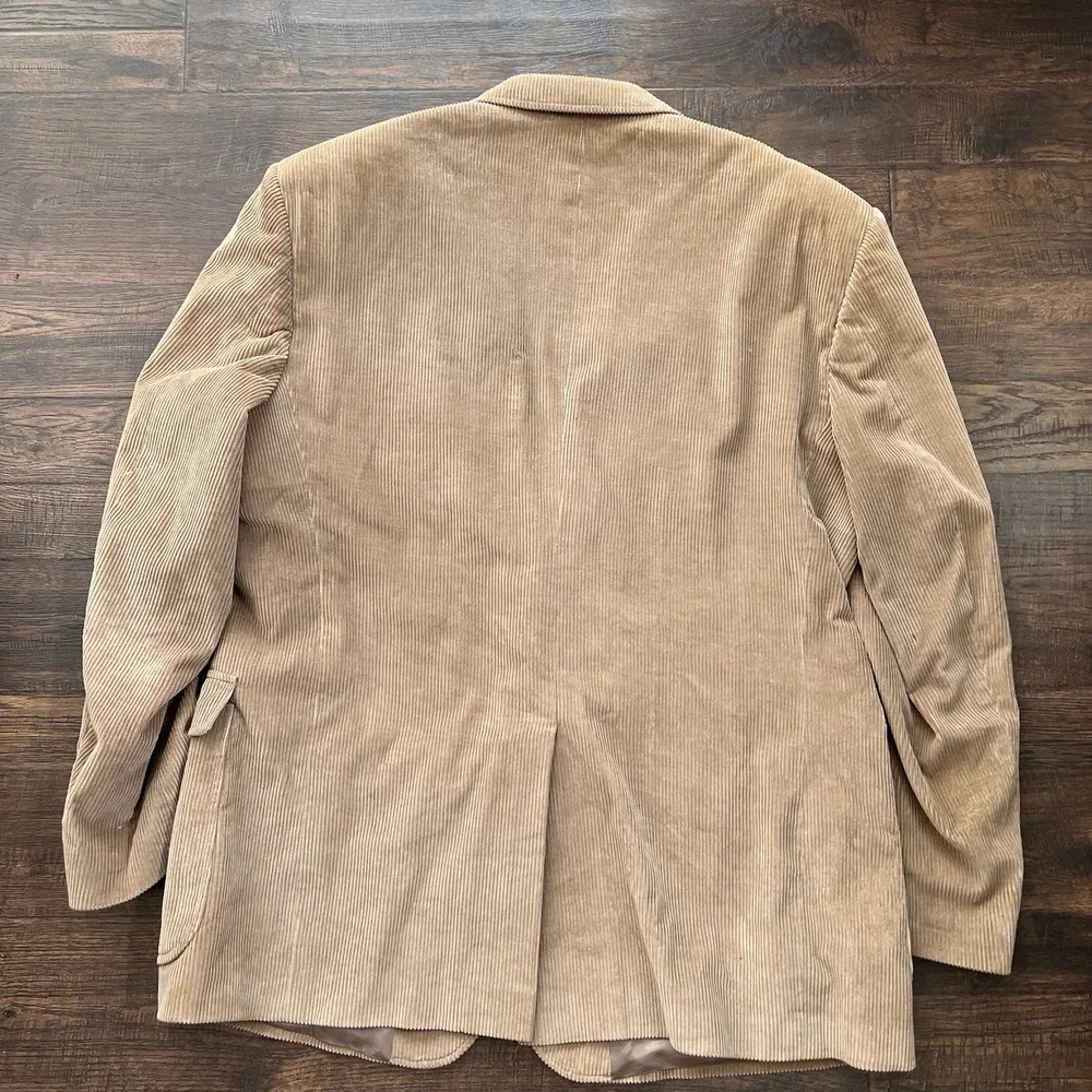 Vintage Men's David Taylor Corduroy Blazer Tan Brown 2 Button Sport Coat 46L y2k